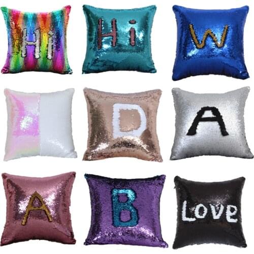 Magic Pillowcase Sequins Throw Pillow Mermaid 40*40cm Cushion Cover Decorative Reversible Sequin Pillowcover for Sofa Decorative