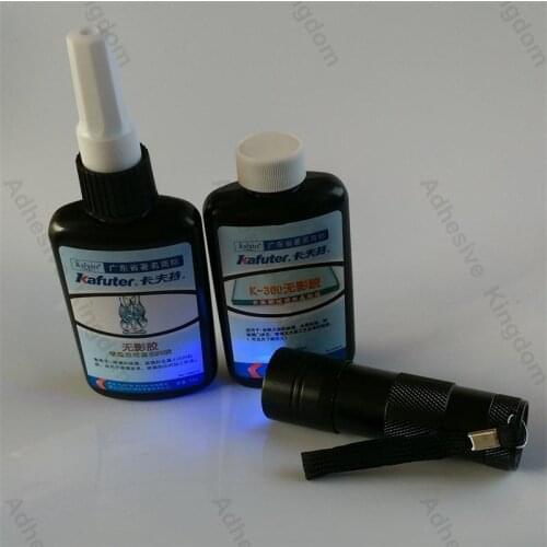 High Quality 2pcs 50g kafuter K-300/UV glue +portable UV flashlight uv curing adhesive metal ceramics glass glue free shipping