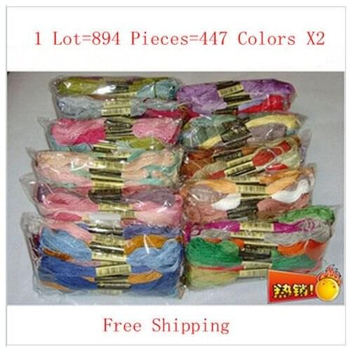 High Quality 8m Long, 6 Shares Cross Stitch Embroidery Cotton Knitted Thread 1Lot=894 Pieces Similar DMC Thread Free Shipping