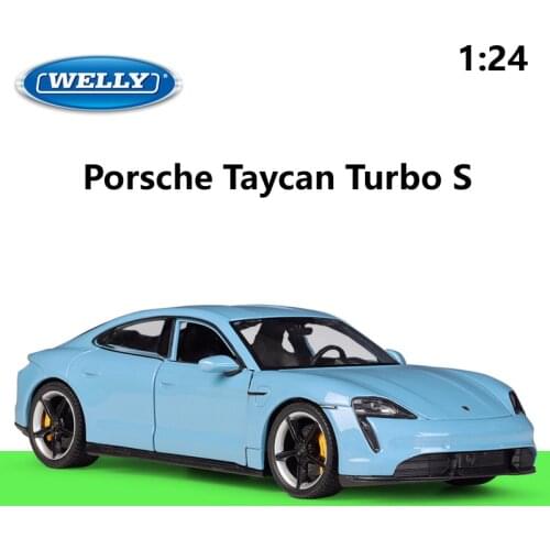 WELLY Diecast 1:24 Car Porsche Taycan Turbo S High Simulator Metal Sports Car Alloy Toy Car Model Car For Kids Gift Collection