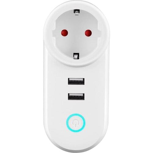 WIFI Smart Plug Socket with Dual USB Timing Socket Wireless Outlet Voice Control Work for Alexa Google Home EU Plug