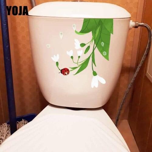 YOJA 22.7X23.5CM Seven Star Ladybug On Leaves Cartoon Funny Wall Sticker Toilet Decal Home Decor T5-1031