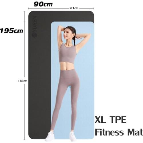 Gym Yoga Fitness Mat XL 195X90cm Firm TPE Sport Mats Long Wide For Pilates Ashtanga Cardio HIIT Training Workout Cushioning