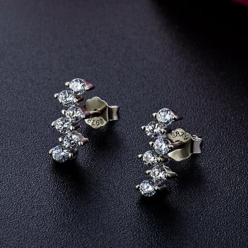 Luxury Female Small Lab Diamond Stud Earrings 100% Real Solid 925 Sterling Silver Earrings For Women Boho Love Wedding Earrings