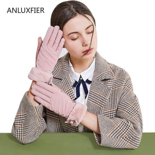 H9915 Women Gloves Warm Thermal Thick Touch Screen Plus Velvet Autumn Winter Hand Muff Cute Student Girl Riding Driving Mittens