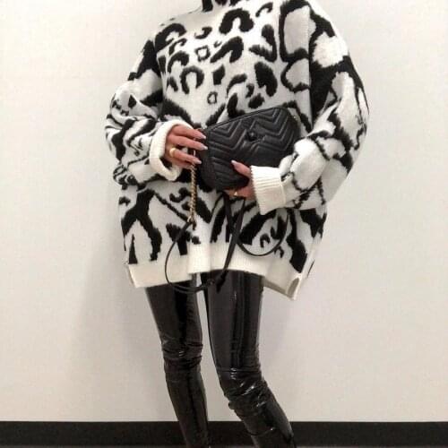 Ladies Turtleneck Loose Women Sweater Dress Knitted Long Sleeve Autumn Winter Oversized Jumper Women Pullover Sweater Female