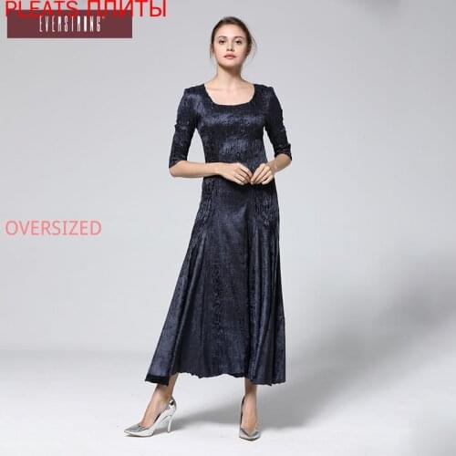MIYAKE Pleated Dress Womens Long Dresses Spring and Summer New Loose and Thin Half Sleeve Pleats Vestido Fashion Shein