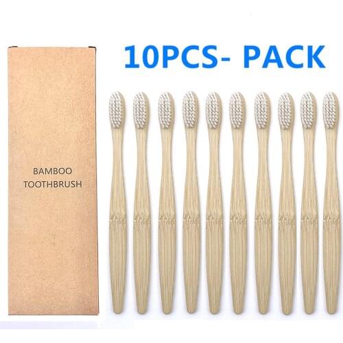 10 pack Multiple Colors Biodegradable Soft Bristles Eco-Friendly Bamboo ToothBrush Adult Teeth Clean Travel Tooth Brush
