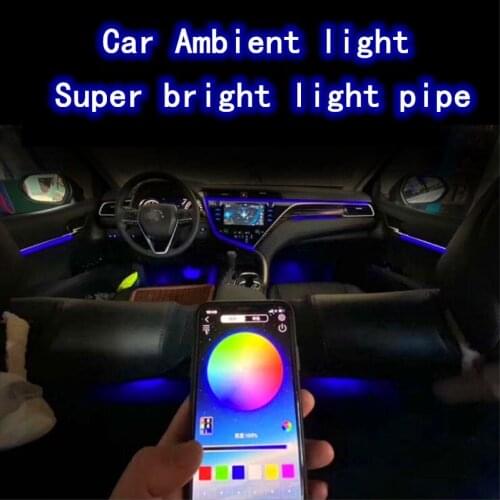 10 in1 RGB LED Atmosphere Car Light Interior Decoration Fiber Strip Lights By App Control Decorative Ambient Lamp Dashboard Lamp