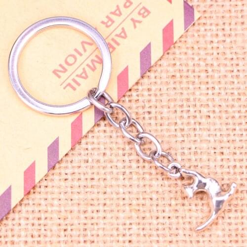 20pcs New Fashion Keychain 19x16mm lazy cat Pendants DIY Men Jewelry Car Key Chain Ring Holder Souvenir For Gift