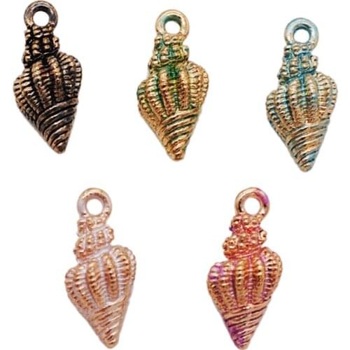 30pcs/lot 9*19.5mm Enamel Conch Shape Pendant Charms Zinc Alloy Oil Drops Necklace Bracelet Earring Jewelry Accessories