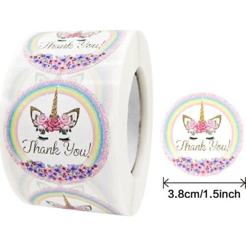 500pcs/Roll 3.8CM Cartoon Unicorn Sticker Childrens Reward Gift Label Decoration Teacher Encouragement Student Sticker