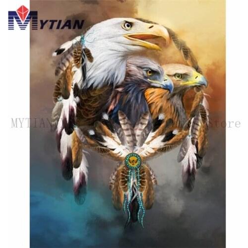 5D DIY Full Drill Square Round Diamond Painting Cross Stitch Diamond Embroidery Three Eagles Dreamcatcher Rhinestone Pictures