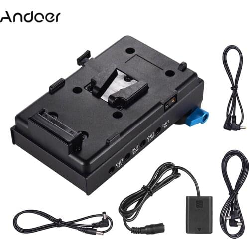 Andoer V Mount V-lock Battery Plate Adapter with Clamp NP-FW50 Dummy Battery Adapter for Sony A7 A7S A7R A7II A7SII A7RII A7III