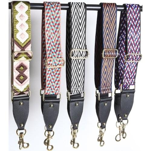AL Fashion Handbag Belt Straps for Bags Crossbody Replacement National Woven Straps Colorful Wide Shoulder Bag Strap Anse De Sac