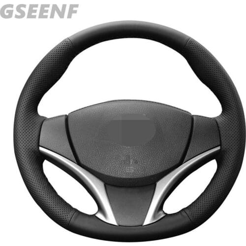 Car Accessories Steering Wheel Cover For Toyota Vios 2014-2016 Black Hand-stitched Comfortable and Soft Artificial Leather