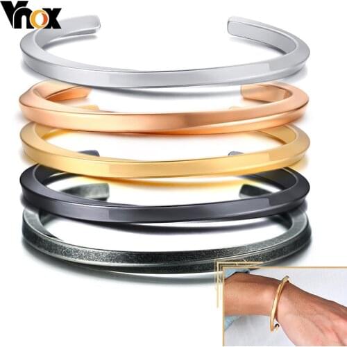 Vnox 4mm Twisted Bangle for Men Women,Stainless Steel Mobius Cuff Bracelet,Casual Simple Unisex Jewelry,56/60/64mm Diameter