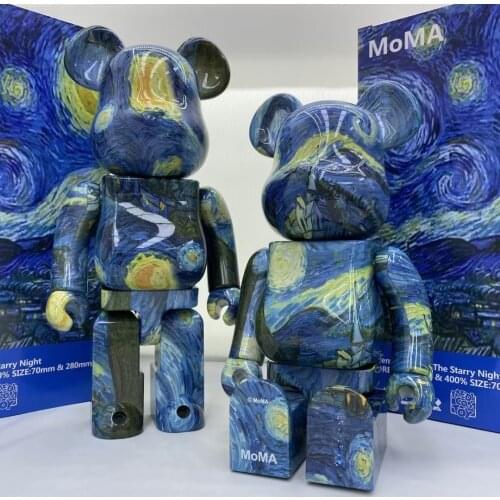 New Sell Bearbricklys 400% 28cm Starry Night Pvc Action Figures Blocks Bear Doll Decoration Models Friends Toys Christmas Gift