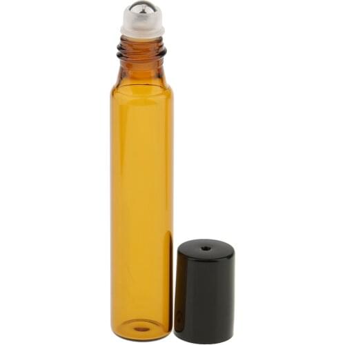 Pack of 6 Lot Steel Ball 10ml Mini Refillable Empty Glass Roll On Bottles for Travel Essential Oils Perfume Cosmetic