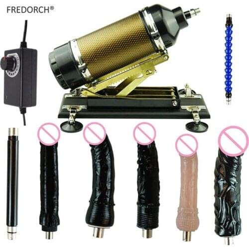 FREDORCH Stable and quiet Sex Machine with Male Masturbator Cup and Big Dildos Automatic Golden Love Gun for Women and Men Toy