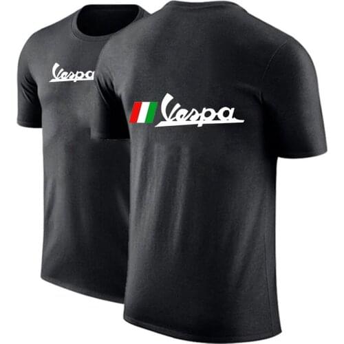 Unisex Vespa Logo Summer Comfortable Men Print T-shirts Sleeve O-neck Solid Color Decal Loose Tshirt Casual Men Bottoming