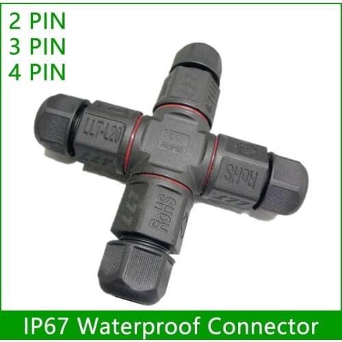 Cross shape connector LLT 2 pin 3 pin 4 pin IP67 Waterproof cable Electrical wire quick plug Screw outdoor Lighting 10 units