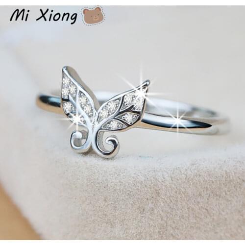Mi Xiong s925 sterling silver designer craft butterfly hollow diamond ring art elegant charm ladies party gift brand jewelry