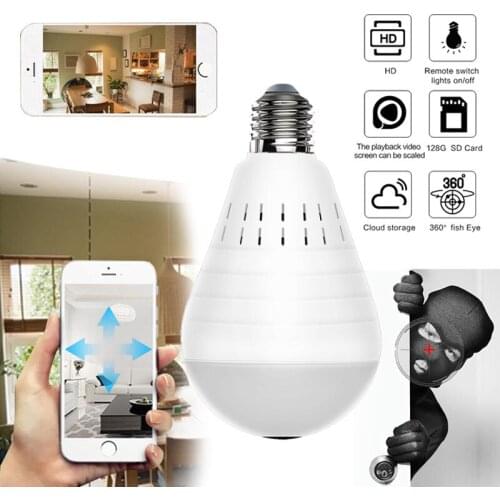 Mini IP 960P Wifi Panoramic Camera Bulb 360 Degree Fisheye Wireless Home Security Video Surveillance Version Two Way Audio