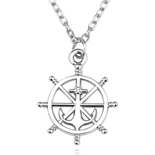 Fashion Jewelry Elegant Style Anchor Rudder Necklace For Women Jewelry Silver Plated Unique Anchor Design Party Best Friend Gift