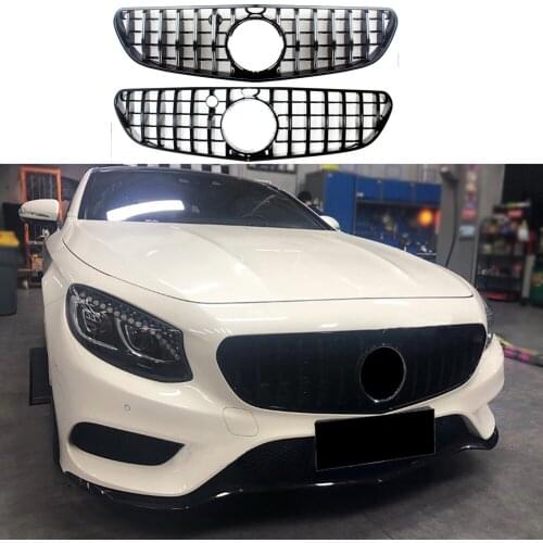 Front Bumper Racing Grill Billet Grille Cover For Mercedes-Benz W217 S63 Coupe AMG 2015- 2017