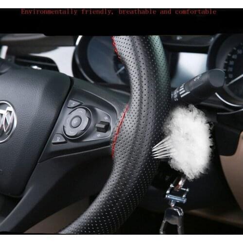 Genuine Leather Car Steering Wheel Cover Universal For Skoda Yeti schnelle Ford focus 2 3 fusin flucht mondeo dodge kaliber
