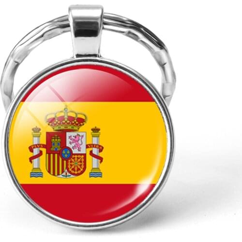 2019 Newest Metal Football World Cup Keychain Ukraine / Spain / Israel / United Kingdom National Flag Glass Cabochon Keyring