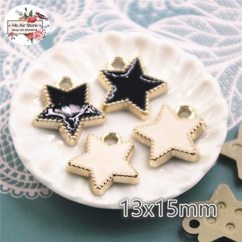 50pcs 13mm black/white star small pendant Home Garden Crafts Cabochon Scrapbooking DIY Accessories