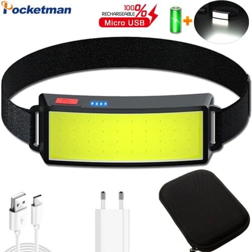 50000Lumens Headlamp Mini COB LED Headlight With Built-in Battery USB Rechargeable Head lamp torch Lanterna For Fishing Camping