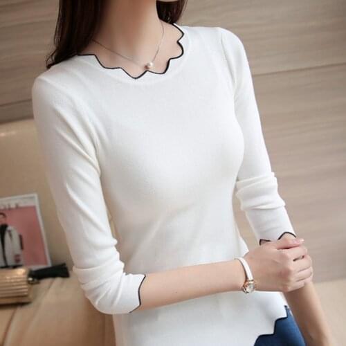 2021 New Autumn Korean Pullover Solid Butterfly Sleeve Knitted Sweaters Slim Women Pullovers Ruffles Female Bottoming Tops