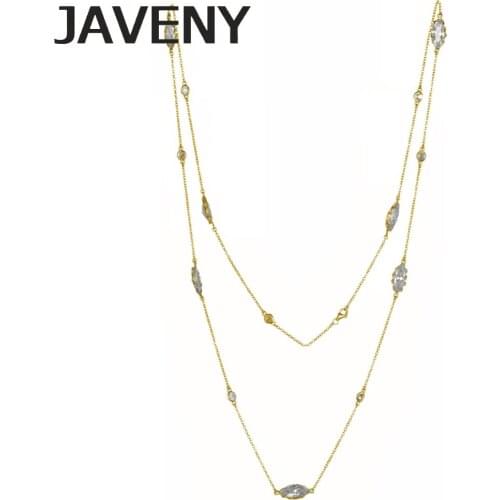 925 Sterling Silver 3A Grade Oval CZ Cubic Zirconia Wedding Long Chain Station Necklaces for Women 6pcs Lot Wholesale