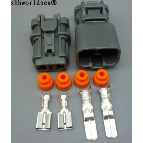 Shhworldsea 2p 6.3mm Female Male Kit Auto 2 Pin Electrical Plug Cable Pin Header Connector 7123-6423-30