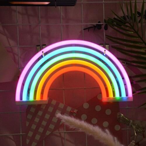 Led Rainbow Neon Night Light Colorful Sign Wall Lamp For Kids Room Aesthetic Room Decor Neon Sign Bedroom Decoration Chistms Le