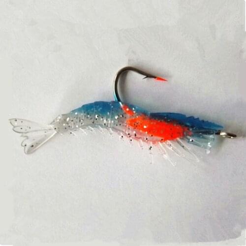 High Quality 1Pcs/lot Simulation shrimp Worms 3g Artificial Fishing Lure Tackle Soft Bait Lifelike Fishy Smell Lures Four color