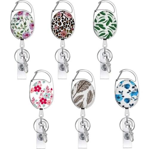 Office Lanyard Clip Keychain Name Tag Holder Keyring Id Card Key Ring Cord Reel Retract Pull Key Chain Recoil Badge Belt Rope