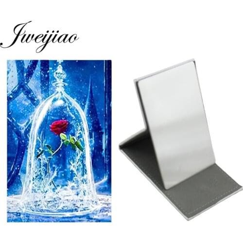 Youhaken New Glass Rose Pattern Mirror Fashion Trend Stainless Steel Leather Travel Makeup Portable Mirror Send A Friend