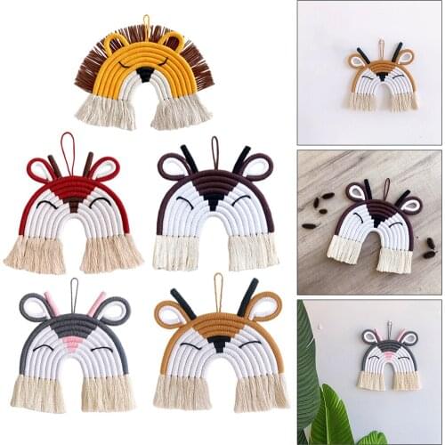 Handmade Colorful Deer Lion Pendant Cotton Cord Hanging Art Home Decor Craft Hand Woven Craft Festival Birthday Party