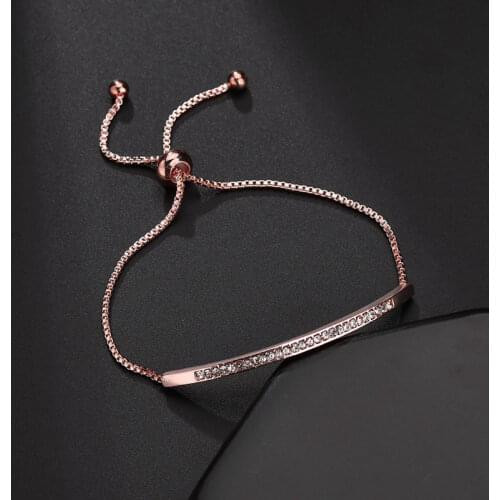 Adjustable Bracelet Bangle for Women Captivate Bar Slider Brilliant Rose Gold Color Jewelry Pulseira Feminia
