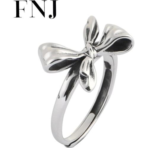 FNJ Knot Ring 925 Silver New Original S925 Sterling Silver Rings for Women Jewelry Adjustable size