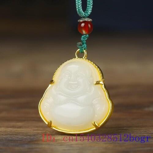 Jade Maitreya Pendant Jewelry Charm Women Zircon Crystal Natural Buddha 925 Silver Necklace Gifts Amulet Fashion Chalcedony