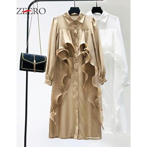 High Quality Women Dress 2020 New Arrival Long Sleeve Cascading Ruffles Patchwork Mid-Calf Fashion Elegant Party Runway Dress