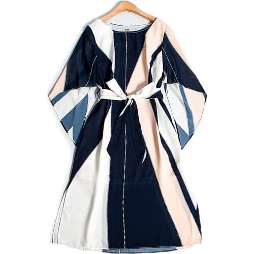 New Summer Women Dress Short Sleeve V Neck Dress With Belt Female Fashion Long Print Dresses