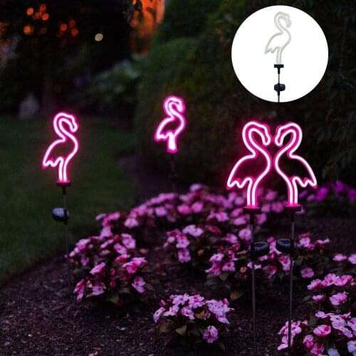 1/2/3/4 Pack Solar Neon Light Outdoor Flamingo Garden Lawn Decorations Solar Lights Outdoor Waterproof LED for Yard Garden Path