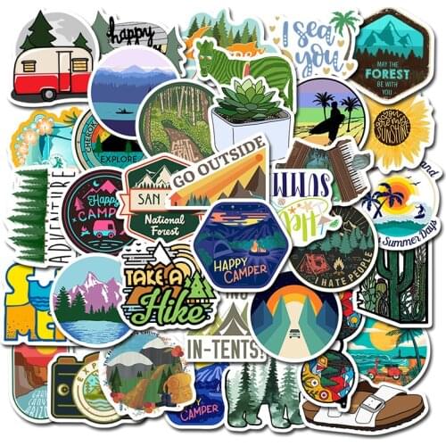 50PCS Camping Travel Stickers Wilderness Adventure Outdoor Landscape Decal Sticker to DIY Laptop Suitcase Motor Car F4