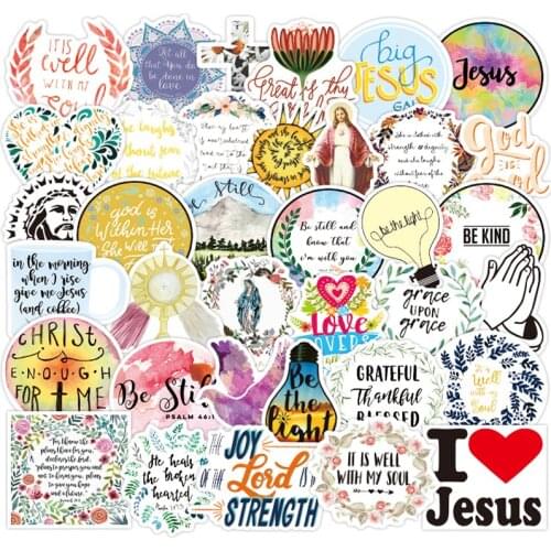 10/30/50PCS Jesus Christians Religion Sayings Stickers Laptop Guitar Luggage Waterproof Graffiti Sticker Decal Kid Classic Toys